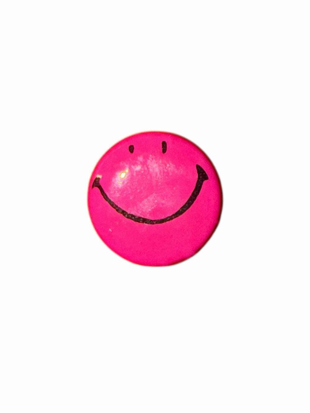 Vintage Hot Pink Smiley Face Button Small Lapel Pin